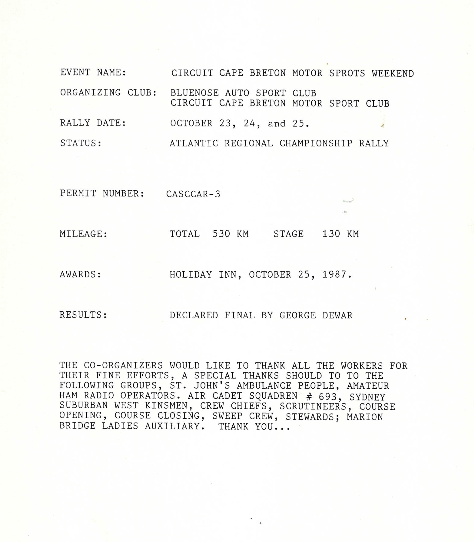 Official Results
