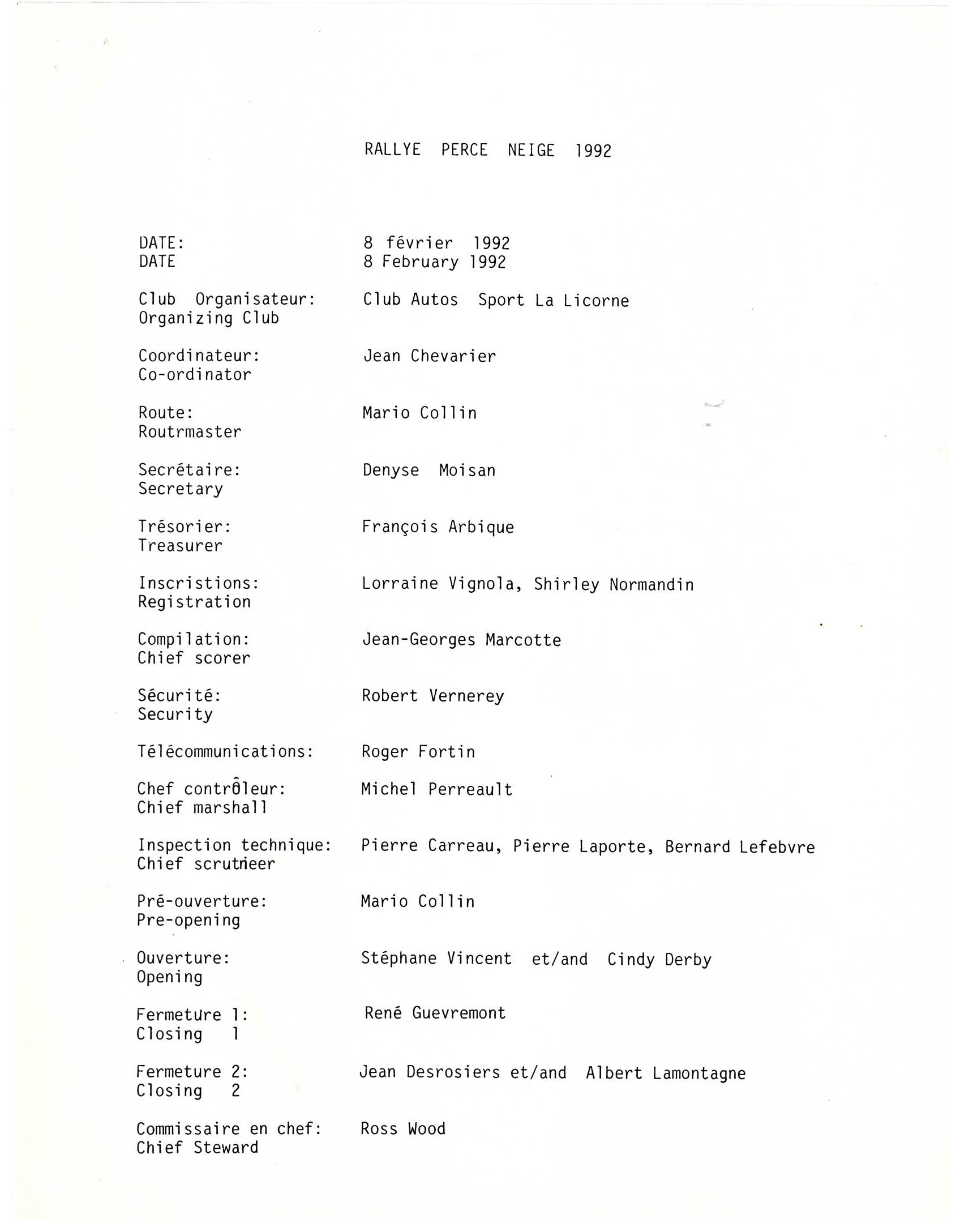 Rallye Perce Neige, 1992