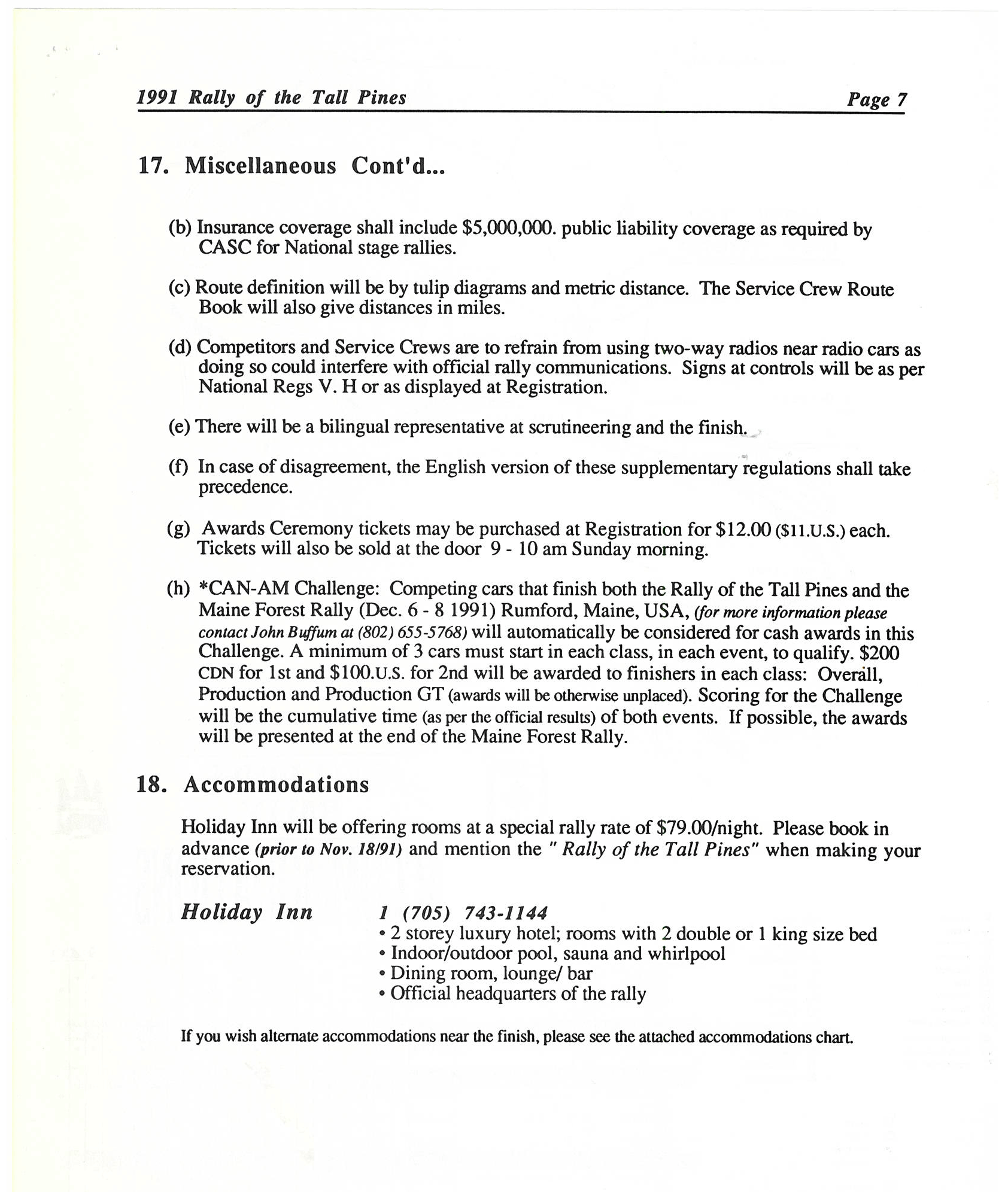 Rally of the Tall Pines, 1991
